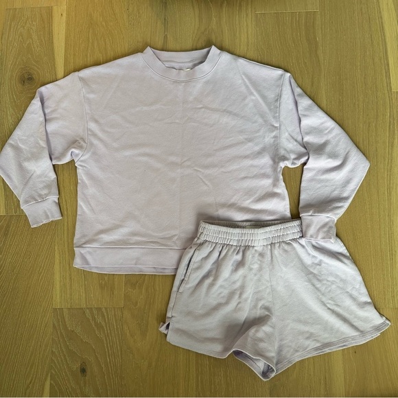 Target Lounge Set Women's French Terry Oversized Pullover Sweatshirt Purple XS - Picture 3 of 14